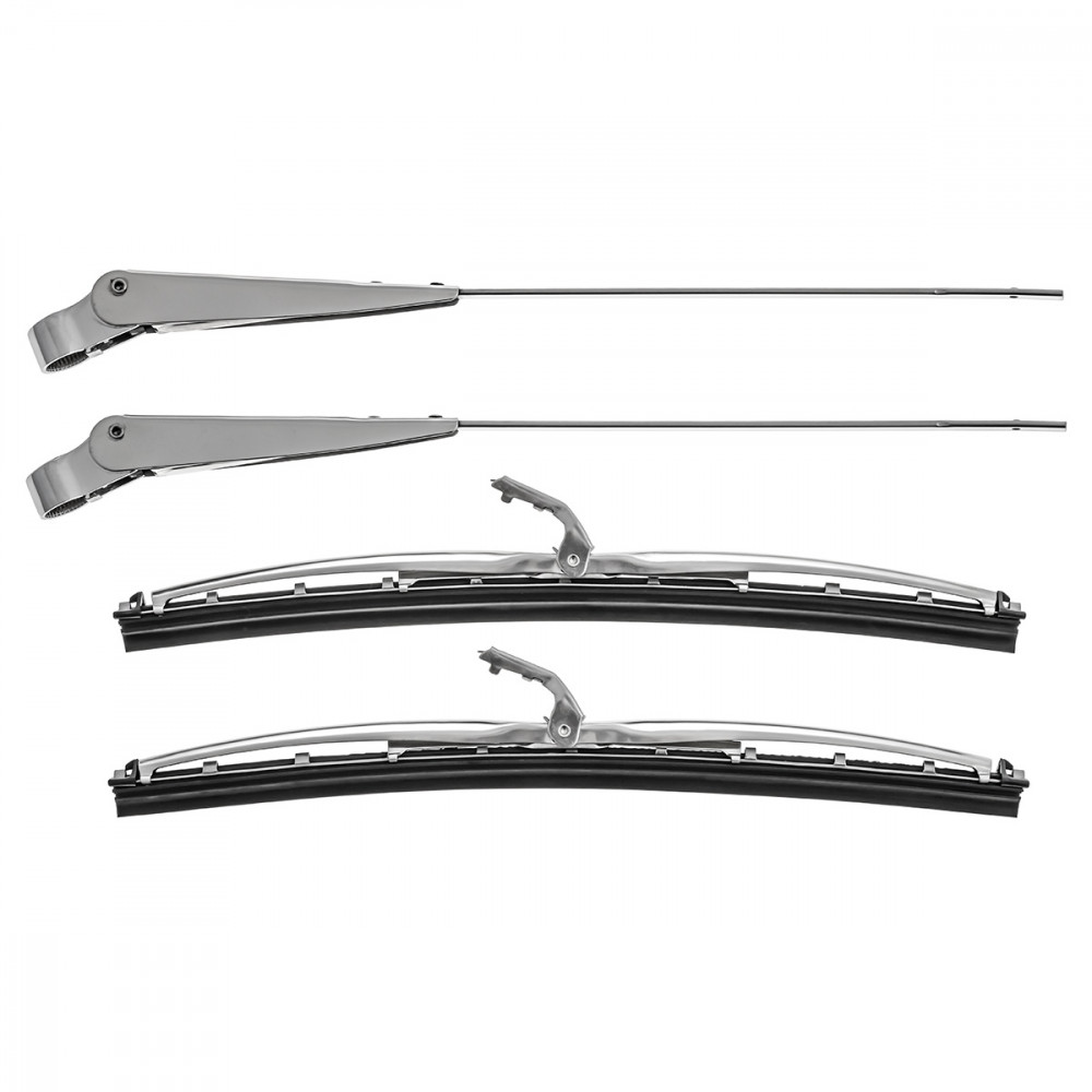 MGB Roadster LHD Stainless Steel and Chrome Wiper Arm & Blade Set 