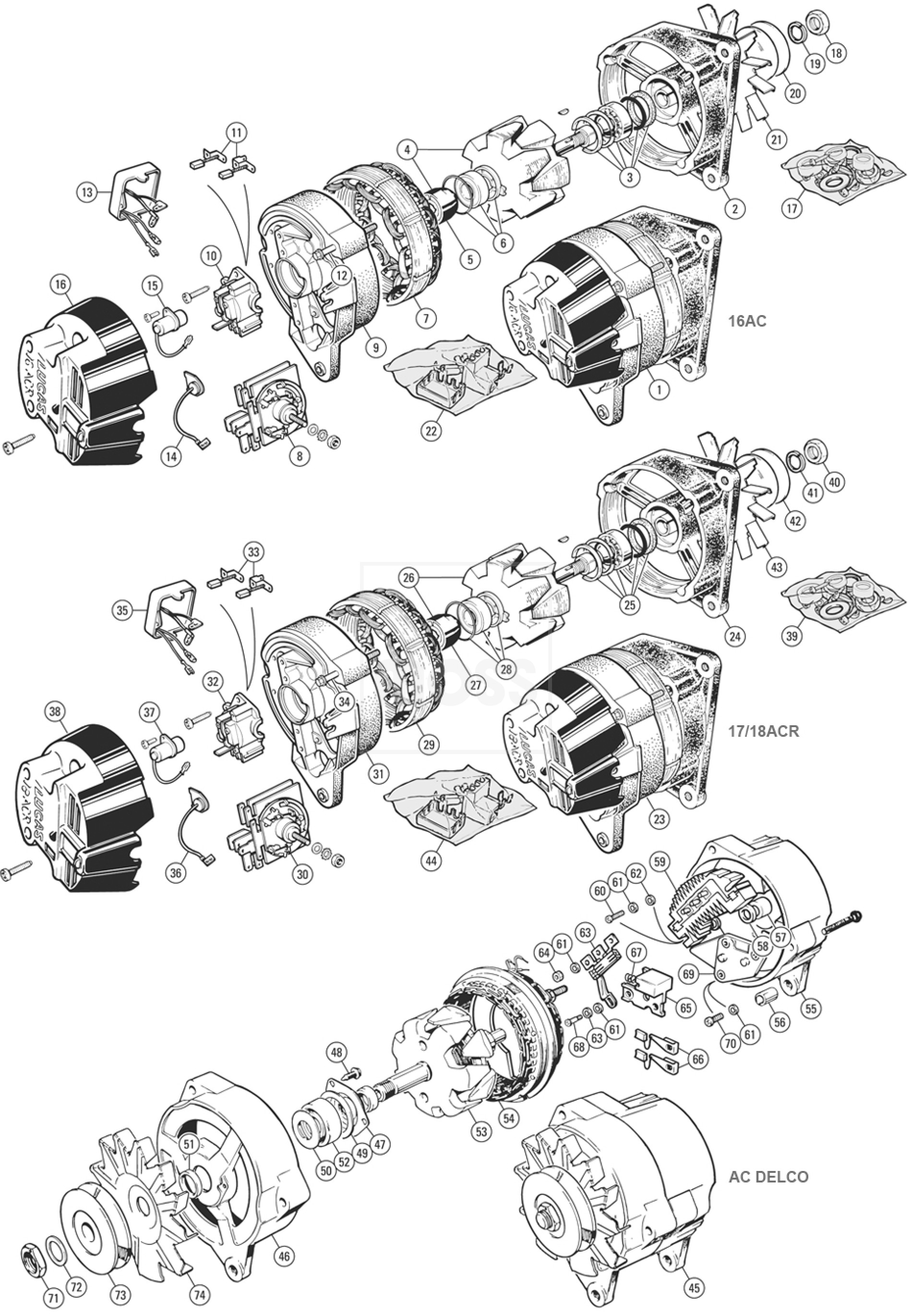 Alternators & Fittings: Lucas 16ACR, 17ACR, 18ACR, AC ... austin healey wiring diagram 