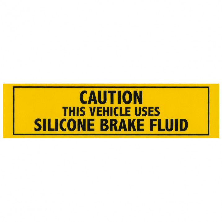 Label, silicone brake fluid