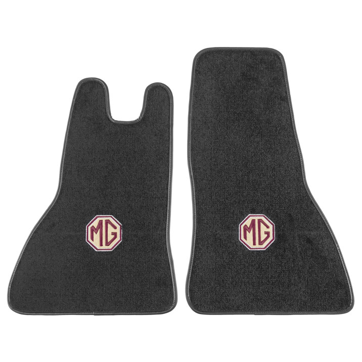 Footwell Mats, embroidered ultra plush, black, LHD