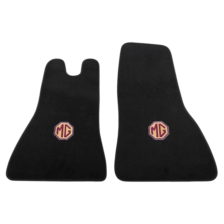 Footwell Mats, embroidered plush, black, LHD