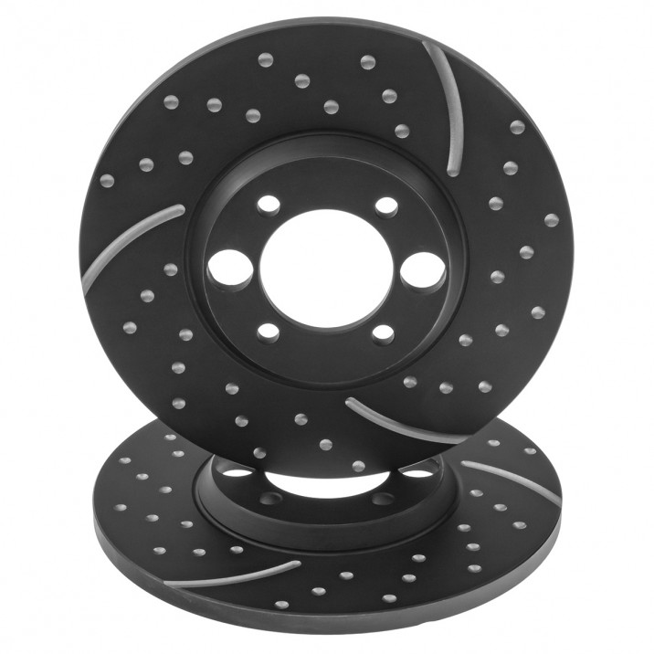 Brake Discs, rear, grooved and dimpled, solid disc, EBC