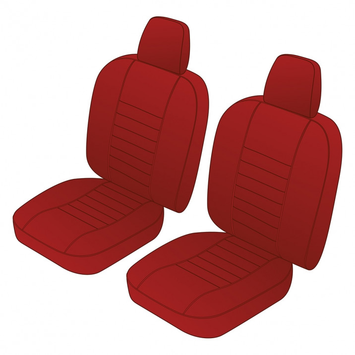 Seat Cover Set Front Leather With Headrests Red Piping Pair - Mgb Red Leather Seat Covers