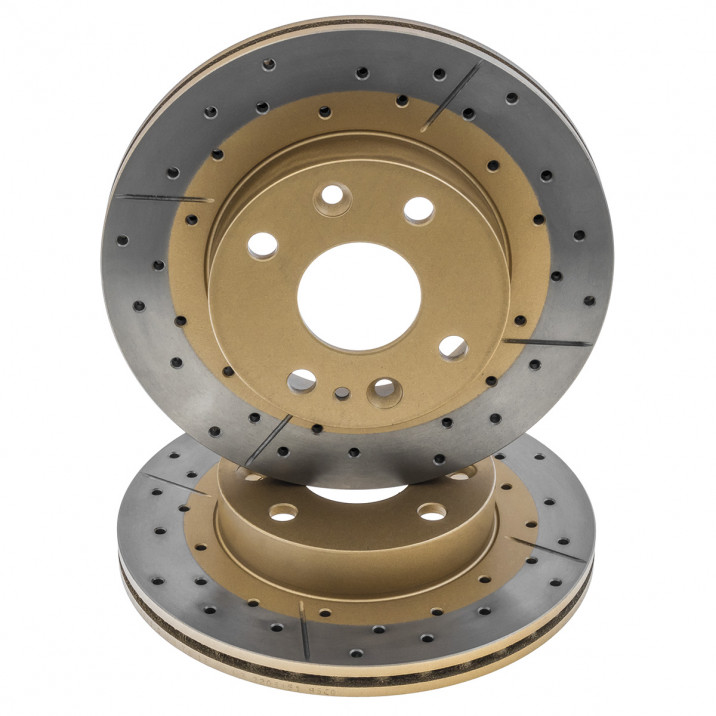 DBA Brake Discs, slotted & cross drilled, front, pair
