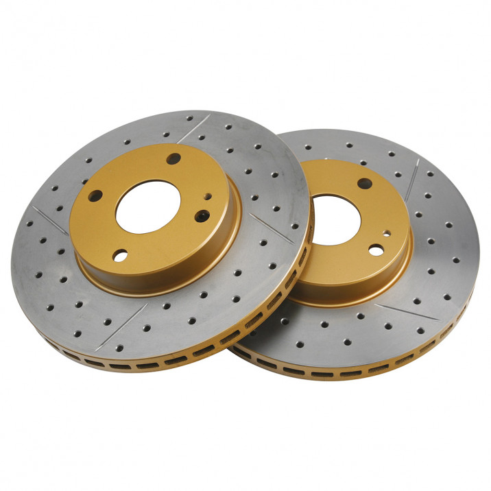 Brake Disc, slotted & cross drilled, front, pair