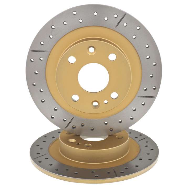 DBA Brake Discs, slotted & cross drilled, rear, pair