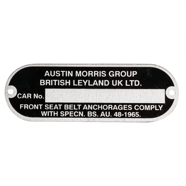 Plate, chassis number, Austin Morris Group