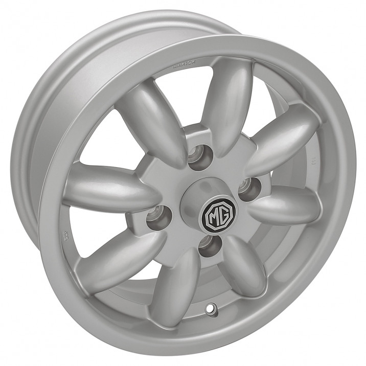 Wheel, Minator, 8 spoke, aluminium, silver, bolt-on, 14" x 5.5"