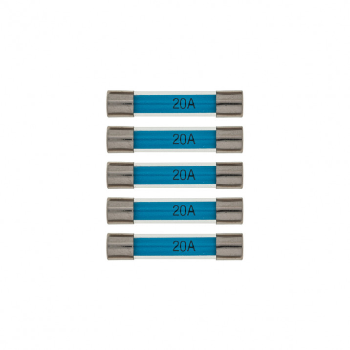 Fuses, 20A, glass, pack of 5