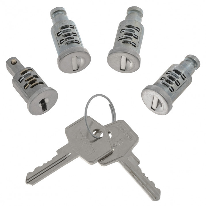 Lock Barrel & Key, set, 4 locks
