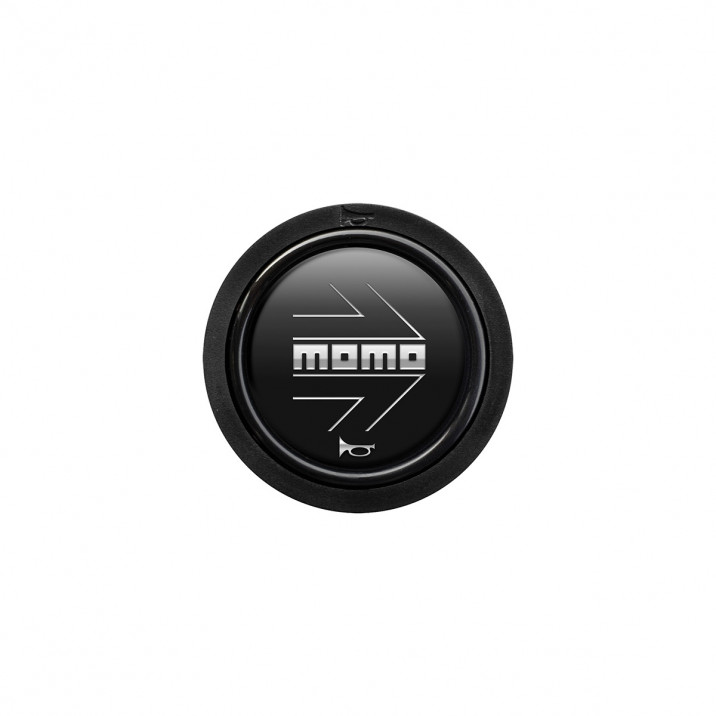 Button, horn, 2 contact, arrow matt black and silver, MOMO