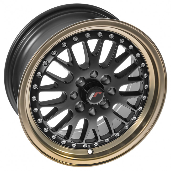 Wheel, JR10, 15" x 7", ET30, matt black/bronze lip