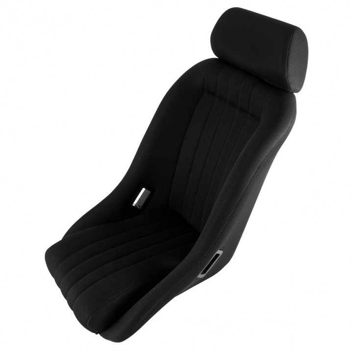 Seat, bucket, low back, with headrest, nylon, black