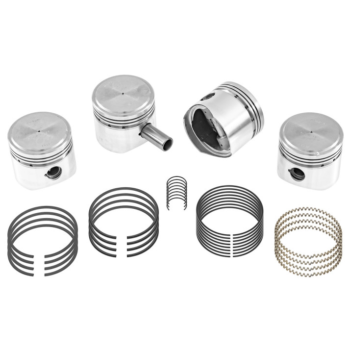 Piston Set, engine set, flat top, with rings, +0.040"