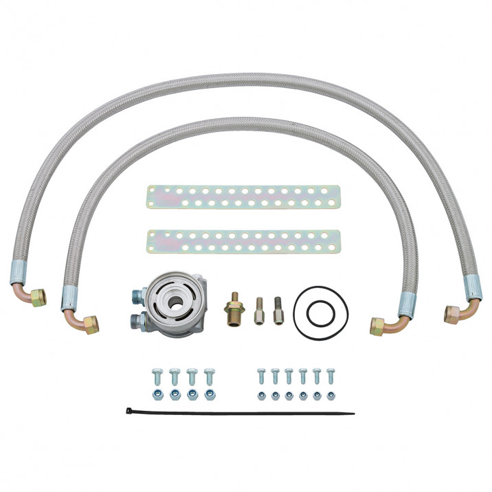 Oil Cooler Installation Kit & Spin-On Filter, thermostatic, stainless steel braided