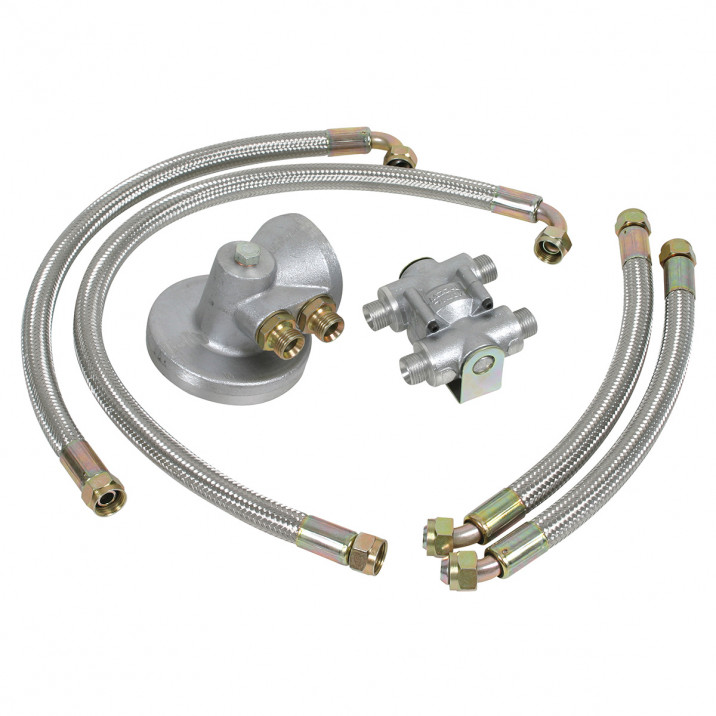 Oil Cooler Installation Kit, thermostatic, stainless steel braided