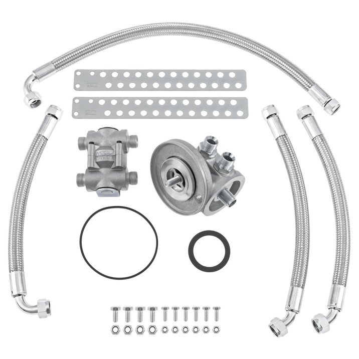 Oil Cooler Installation Kit, thermostatic, stainless steel braided