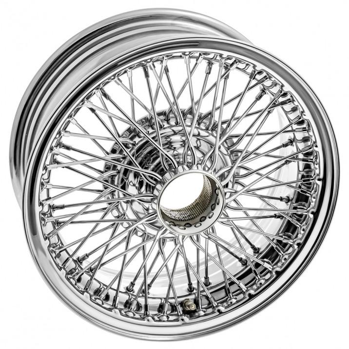 Wire Wheel, chrome, 15" x 6", 72 spoke, in/out lace