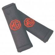 Seat Belt Shoulder Pads, black, red MG logo, pair