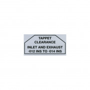Decal, tappet clearance