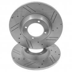 Brake Disc, cross drilled, pair