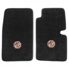 Floor Mat Set, ultra plush, black with embroidered logo