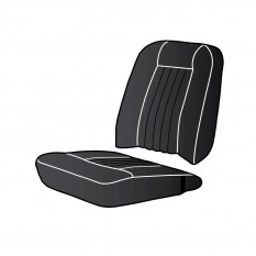 Seat Cover Set, leather, black/white piping, pair