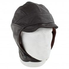 Leather Motoring Helmet, Brown, Large