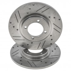 Brake Disc, cross drilled, pair