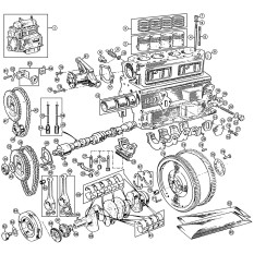 External & Internal Engine: 5 Main Bearing (18GB-18V) - MGB & MGB GT (1964-80)