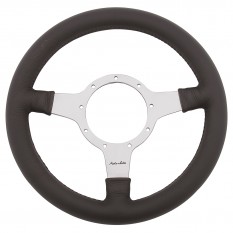 Steering Wheel, Moto-Lita Mk4, 12" leather rim, polished spokes, holes, flat