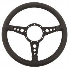 Steering Wheel, Moto-Lita Mk4, 14" leather rim, black spokes, holes, flat