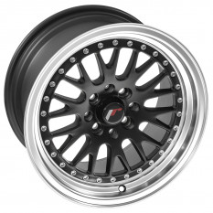 Wheel, JR10, 15" x 8", ET20, matt black/polished lip