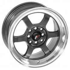 Wheel, JR12, 15" x 7.5", ET26, gunmetal/polished lip