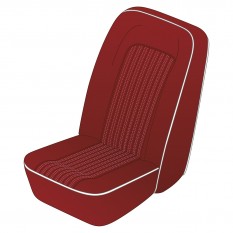 Seat Cover Set, leather, red/white piping, pair