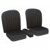 Seat Cover Set, vinyl, black/blue piping, pair