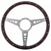 Steering Wheel, Tourist Trophy, 15" wood rim, thick, matt aluminium/drilled spokes