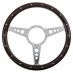 Steering Wheel, Tourist Trophy, 14" wood rim, thick, matt aluminium/drilled spokes