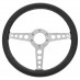 Steering Wheel, 14 inch, black leather, T spoke with holes, Moto-Lita