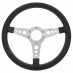 Steering Wheel, 14 inch, black leather, Y spoke with holes, Moto-Lita