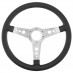 Steering Wheel, 15 inch, black leather, Y spoke with holes, Moto-Lita