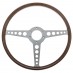 Steering Wheel, 15inch, 3 spoke, polished, mahogany, T spoke, Moto-Lita