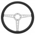 Steering Wheel, 16 inch, black leather, T spoke with holes, Moto-Lita