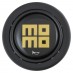 Horn Button, Momo Heritage, gloss black with yellow logo, Momo