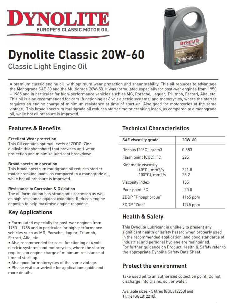 20W-60 Dynolite engine oil 