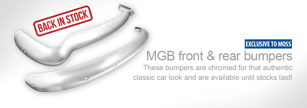 MGB front and rear chrome bumpers, now back in stock!